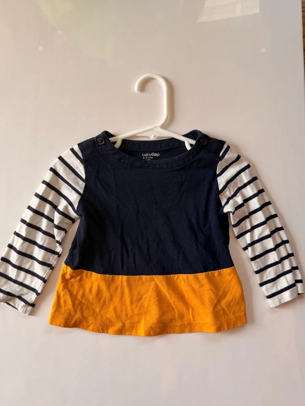 GAP Navy, White & Mustard Colorblock Long-Sleeve Tee